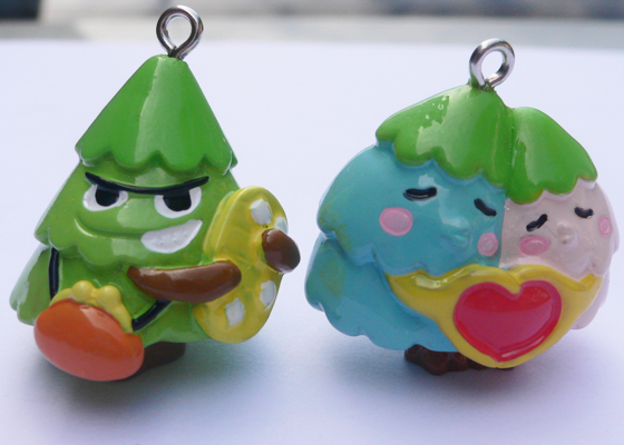 Resin Figurines...Christmas Trees With Cartoon Style 1